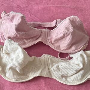 DIM - vintage - 2 Elegant Pink and Cream Lace Trim Bras